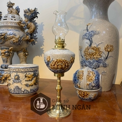 đèn sen men rạn đắp nổi