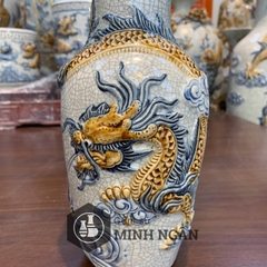 lộc bình rồng men rạn đắp nổi