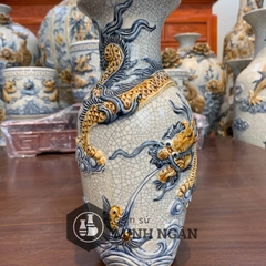 lộc bình rồng men rạn đắp nổi