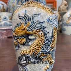 lộc bình rồng men rạn đắp nổi