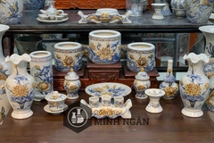 Bộ đồ thờ men rạn đắp nổi