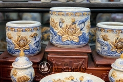 Bộ đồ thờ men rạn đắp nổi