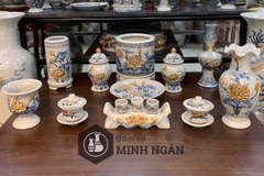 Bộ đồ thờ men rạn đắp nổi
