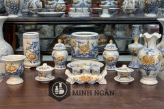 Bộ đồ thờ men rạn đắp nổi