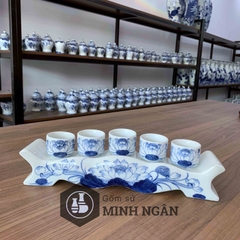 Kỷ ngai 5 chén men lam