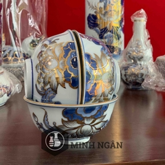 Bát cúng sen men lam vẽ vàng kim