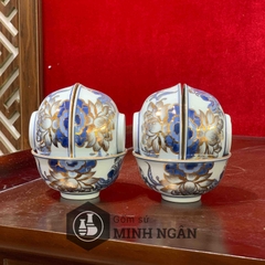 Bát cúng sen men lam vẽ vàng kim