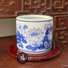 Bát hương sen men lam