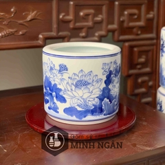 Bát hương sen men lam