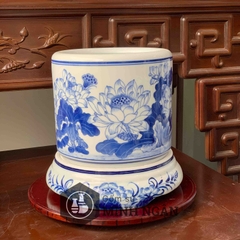 Bát hương sen men lam