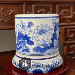 Bát hương sen men lam