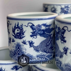 Bát hương rồng men lam