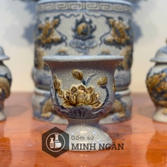 bát phật thủ sen men rạn đắp nổi