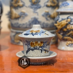 bát sâm đào trường thọ men rạn đắp nổi