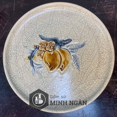 bộ ấm chén đào trường thọ men rạn đắp nổi