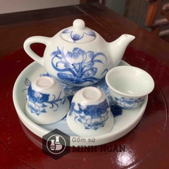 Bộ ấm chén cúng men lam