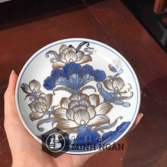 Đĩa trầu men lam vẽ vàng