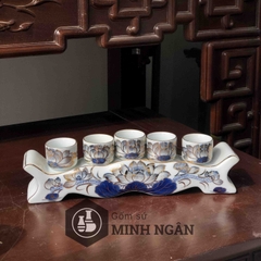 Bộ kỷ thờ men lam vẽ vàng kim