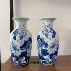 Lọ lộc bình vẽ Sen men lam