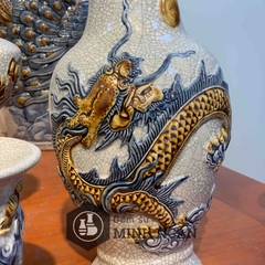 Lọ lượn Rồng men rạn đắp nổi Bát Tràng