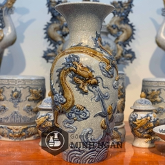 lộc bình rồng men rạn đắp nổi