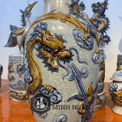 lộc bình rồng men rạn đắp nổi