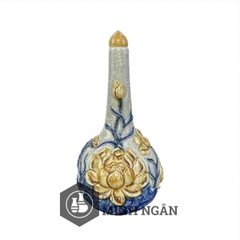 Nậm rượu một bầu họa tiết sen men rạn Bát Tràng