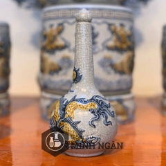 nậm rượu rồng men rạn đắp nổi