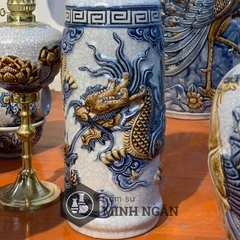 Ống hương Rồng men rạn đắp nổi Bát Tràng