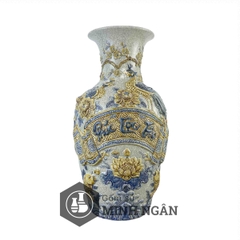 Tiểu lộc bình họa tiết Phúc Lộc Thọ men rạn Bát Tràng