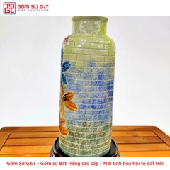 Lọ hoa cổ gập vẽ hoa thanh tú