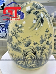 Trứng phong thủy sơn thủy men rạn bóng