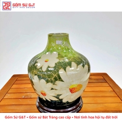 Lọ hoa tỏi cụt vẽ họa mi