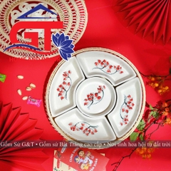 Khay mứt vẽ sen cành