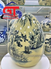 Trứng phong thủy sơn thủy men rạn bóng