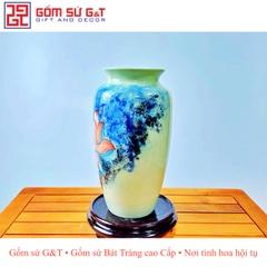 Lọ hoa đùi dế vẽ sen hồng