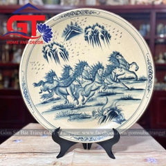 Đĩa cảnh mã đáo thành công men rạn cổ