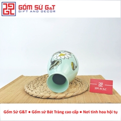 Lọ hoa dáng chân váy vẽ bạch liên
