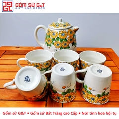 Bộ ấm chén cúc vàng vẽ tay