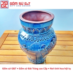 Lọ hoa cổ thẳng khắc hoa hồng