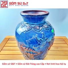 Lọ hoa dáng vò khắc sen