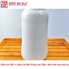 Lọ hoa thắt eo vẽ sen hồng