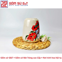 Lọ hoa cổ thẳng khắc chuồn chuồn ớt