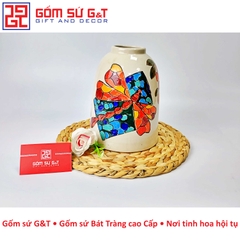 Lọ hoa chuông khắc chuồn chuồn ớt