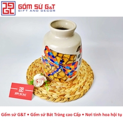 Lọ hoa vai vuông khắc chuồn chuồn ớt