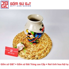 Lọ hoa dáng đu đủ khắc chuồn chuồn ớt