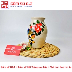 Lọ hoa dáng đu đủ khắc chuồn chuồn ớt
