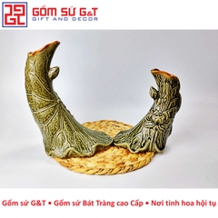 Bộ lọ hoa lá sen đắp