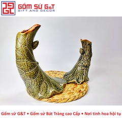 Bộ lọ hoa lá sen đắp