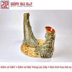 Bộ lọ hoa lá sen đắp